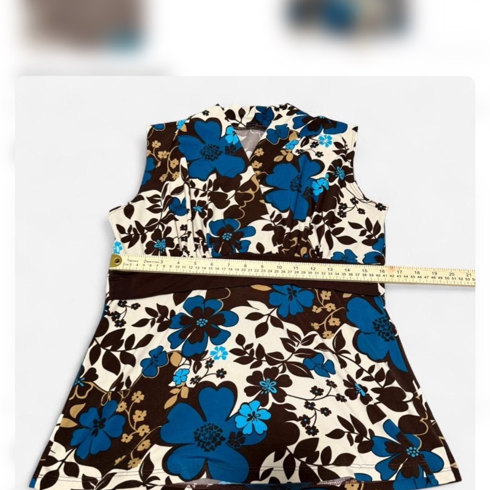 Agenda Floral Dress with Blue and Brown Design - Picture 3 of 4